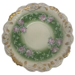 VTG Antique T&V Limoges Hand Colored Floral & Gold sauce plate